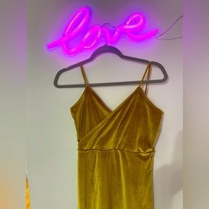 Lulus Gold Suede Dress